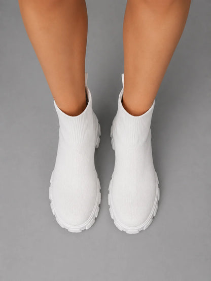 Leilani | Women's Sock Boots Stretch Chunky Sole Sleek Fitted Modern Everyday Winter Casual Comfort Versatile Statement Flattering