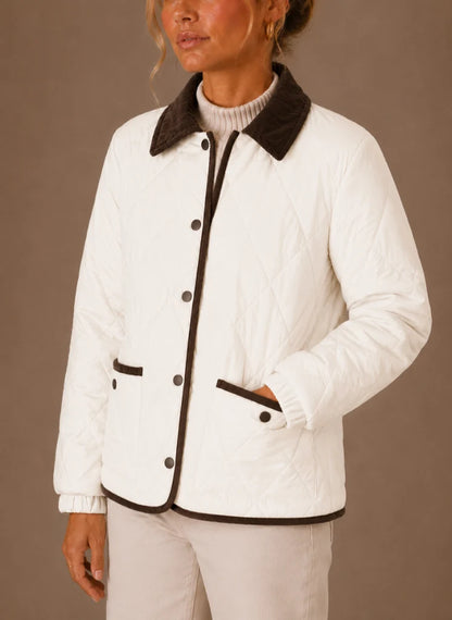Kiara | Women's Puffer Jacket Quilted Corduroy Collar Diamond Quilt Lightweight Insulated Warm Countryside Casual Everyday Autumn