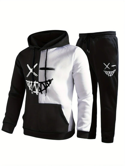 Niko | Men's Co-ord Set Hoodie Joggers Colour-Block Two-Piece Soft Warm Cosy Relaxed Coordinated Casual Everyday Streetwear Autumn