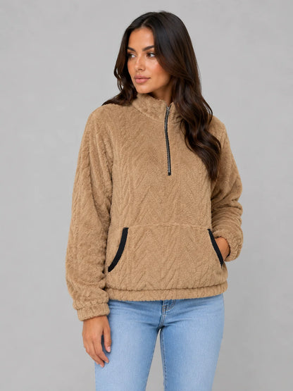 Lilith | Women's Pullover Plush Half-Zip High Neck Fleece Soft Cosy Warm Relaxed Layering Chic Casual Everyday Autumn Winter