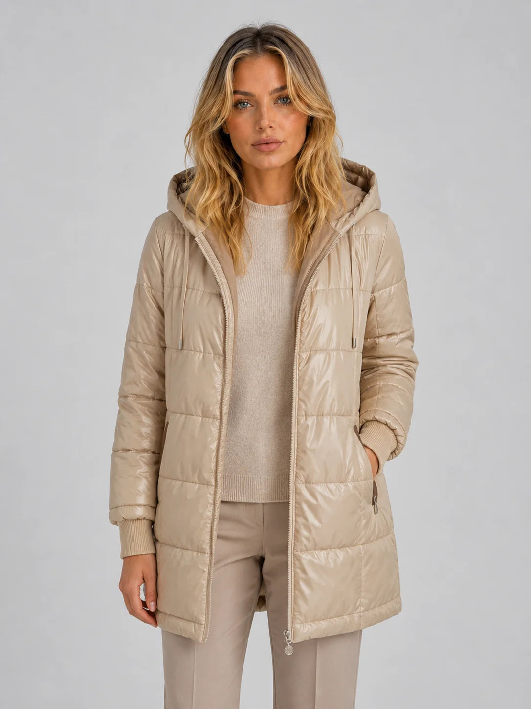 Liliana | Women's Puffer Coat Longline Hooded Quilted Padded Insulated Warm Water-Resistant Casual Everyday Winter Outerwear Cosy
