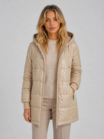 Liliana | Women's Puffer Coat Longline Hooded Quilted Padded Insulated Warm Water-Resistant Casual Everyday Winter Outerwear Cosy