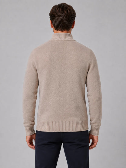 Amir | Men's Cardigan Full-Zip Funnel Neck Textured Knit Soft Warm Refined Layering Smart Casual Everyday Autumn Winter Knitwear