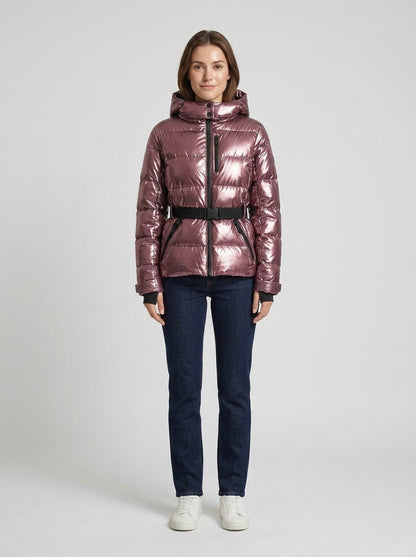 Scarlett | Women's Puffer Jacket Hooded Belted Quilted Padded Insulated Warm Zip Cosy Casual Everyday Winter Outerwear - Front [Lystr 6a7ecafc399bf9f70198b917:front]