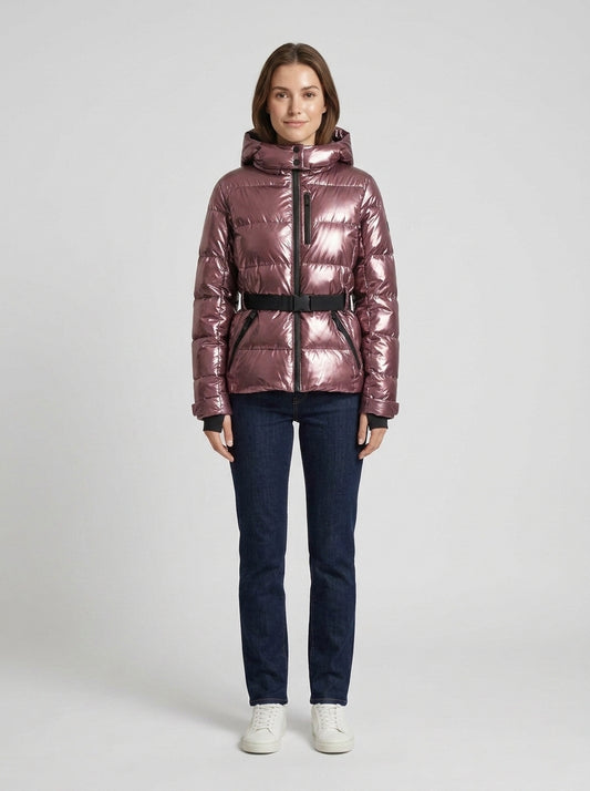 Scarlett | Women's Puffer Jacket Hooded Belted Quilted Padded Insulated Warm Zip Cosy Casual Everyday Winter Outerwear - Front [Lystr 6a7ecafc399bf9f70198b917:front]