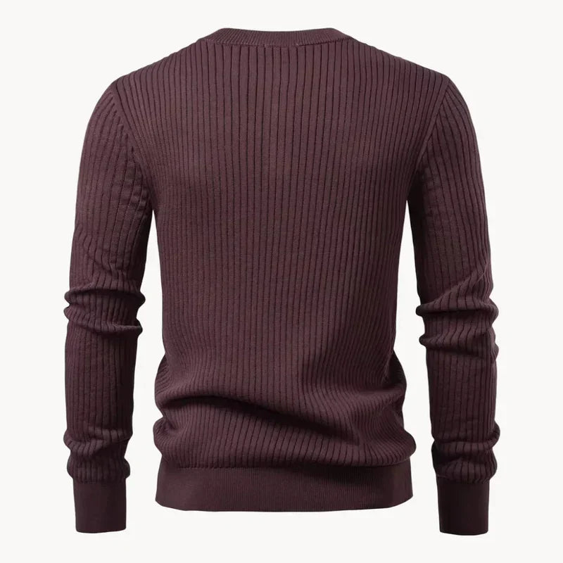 Percival | Men's Henley Sweater Ribbed Knit Textured Soft Warm Refined Smart Casual Everyday Layering Autumn Winter Knitwear Cosy