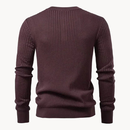 Percival | Men's Henley Sweater Ribbed Knit Textured Soft Warm Refined Smart Casual Everyday Layering Autumn Winter Knitwear Cosy