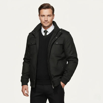 Arlo | Men's Jacket Thermal Military Zip-Up Fleece-Lined Warm Insulated Structured Functional Casual Everyday Outdoor Autumn