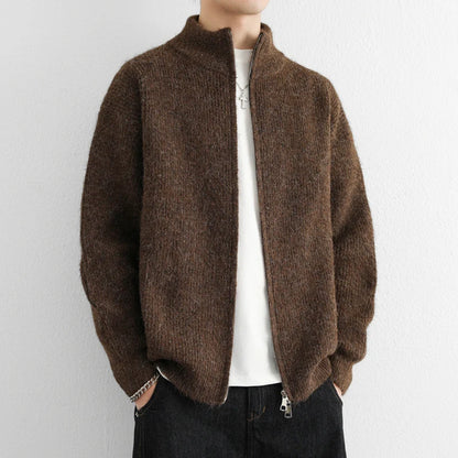 Alberto | Men's Cardigan Knit Zip-Front Stand Collar Soft Warm Refined Layering Smart Casual Everyday Autumn Winter Knitwear