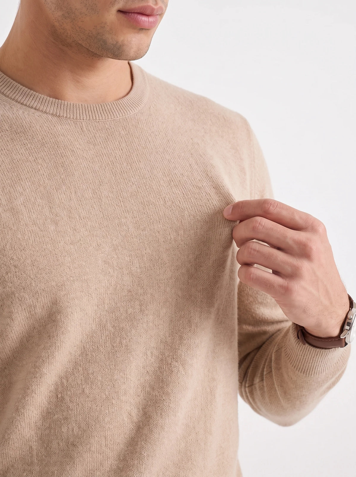 Avi | Men's Sweater 100% Cashmere Round Neck Luxurious Soft Warm Premium Refined Smart Casual Everyday Layering Autumn Winter