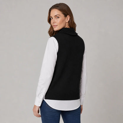 Sutton | Women's Vest Sweater Roll Neck Sleeveless Knit Soft Cosy Warm Layering Chic Feminine Casual Everyday Autumn Winter Knitwear