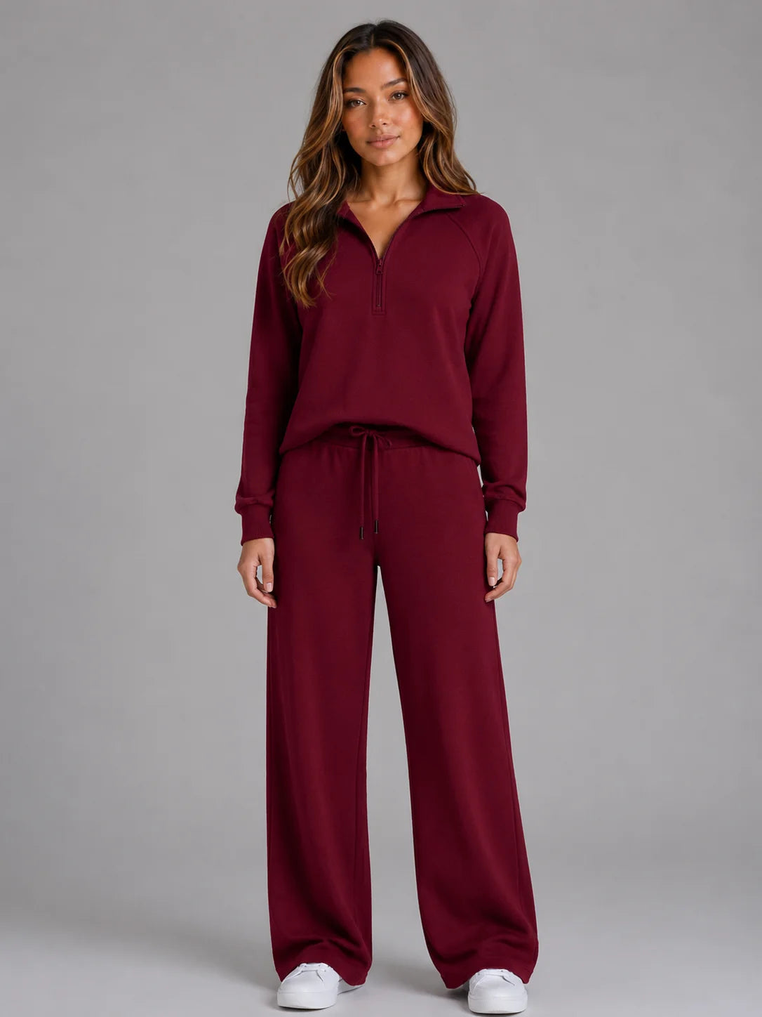 Pamela | Women's Lounge Set Half-Zip Relaxed Two-Piece Soft Cosy Warm Coordinated Comfort Loungewear Casual Everyday Autumn Winter