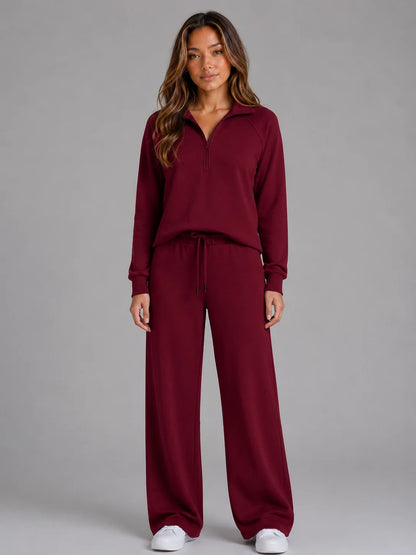 Pamela | Women's Lounge Set Half-Zip Relaxed Two-Piece Soft Cosy Warm Coordinated Comfort Loungewear Casual Everyday Autumn Winter