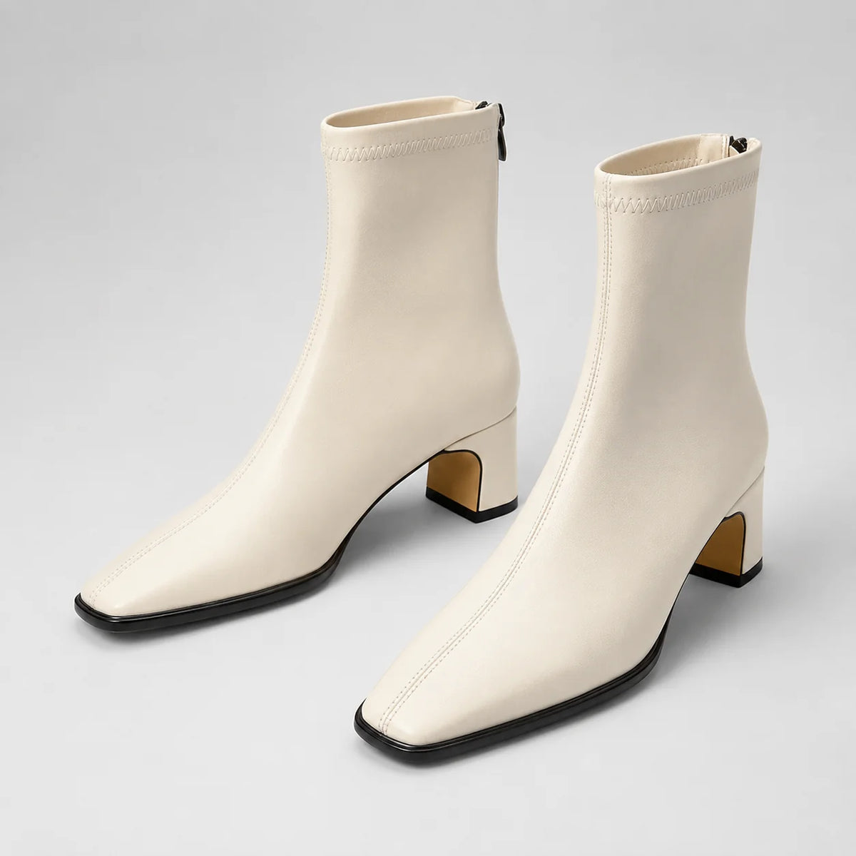 Wanda | Women's Ankle Boots Square Toe Block Heel Structured Sleek Modern Chic Casual Everyday Autumn Winter Footwear Statement