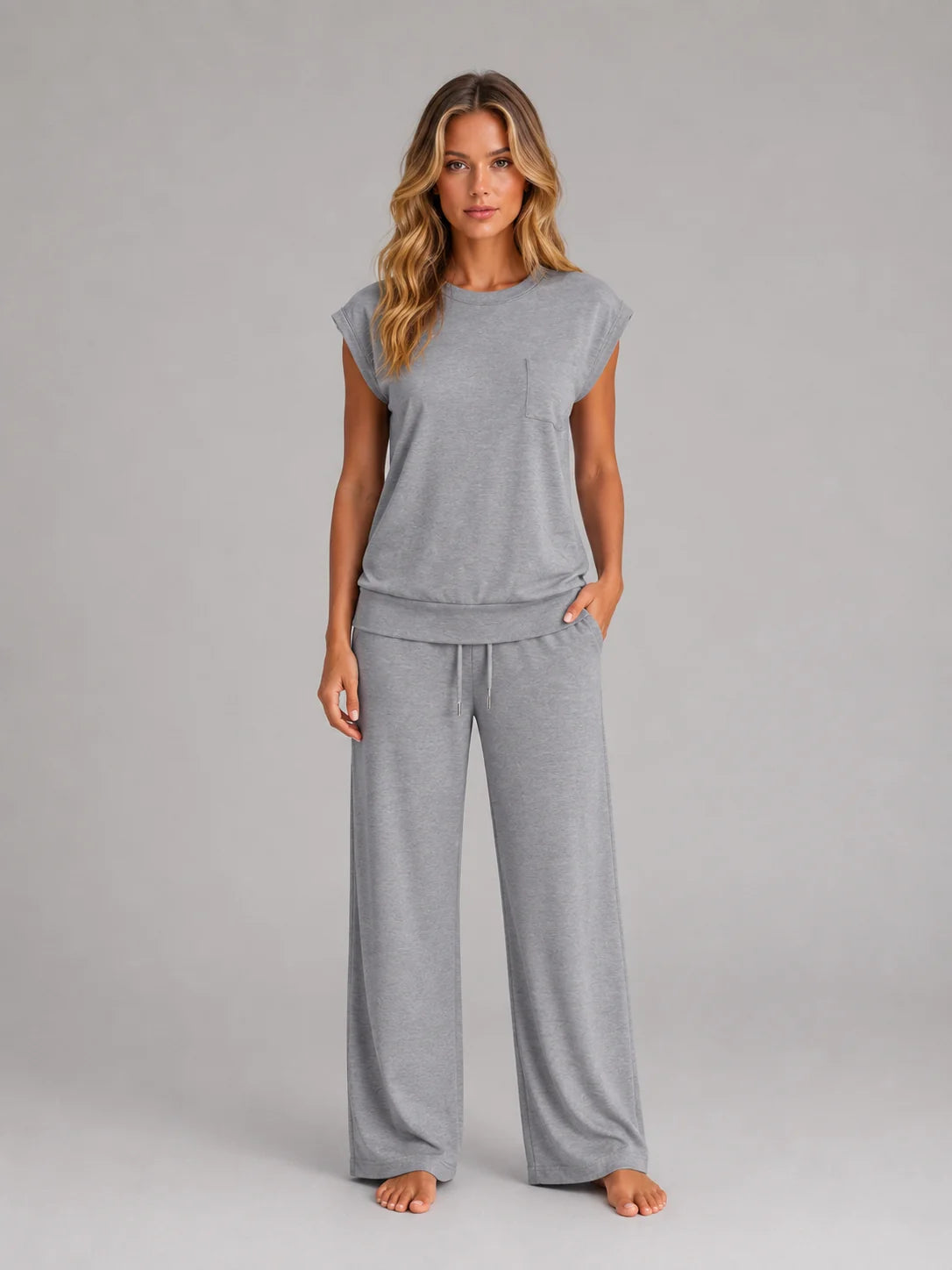 Rosa | Women's Lounge Set Relaxed T-Shirt Wide-Leg Trousers Two-Piece Soft Cosy Coordinated Comfort Loungewear Casual Everyday