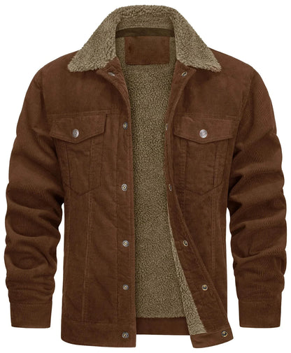 Nasir | Men's Jacket Corduroy Sherpa Collar Lined Warm Insulated Structured Casual Everyday Layering Autumn Winter Outerwear Cosy