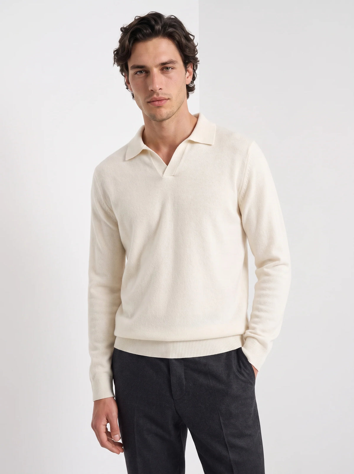 Aurelio | Men's Polo Sweater Long-Sleeve Knit Collared Soft Refined Smart Casual Everyday Layering Autumn Winter Knitwear
