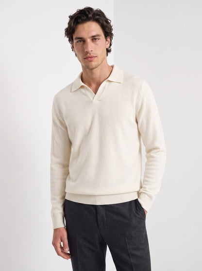 Aurelio | Men's Polo Sweater Long-Sleeve Knit Collared Soft Refined Smart Casual Everyday Layering Autumn Winter Knitwear