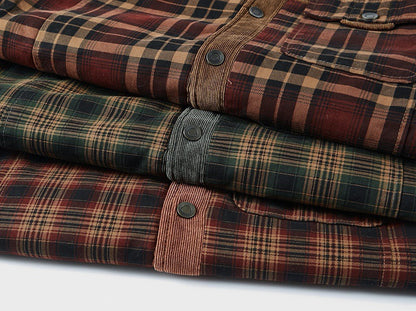 Nathanael | Men's Overshirt Checked Sherpa Lined Warm Cotton Button-Up Shirt Jacket Structured Casual Everyday Layering Autumn Winter