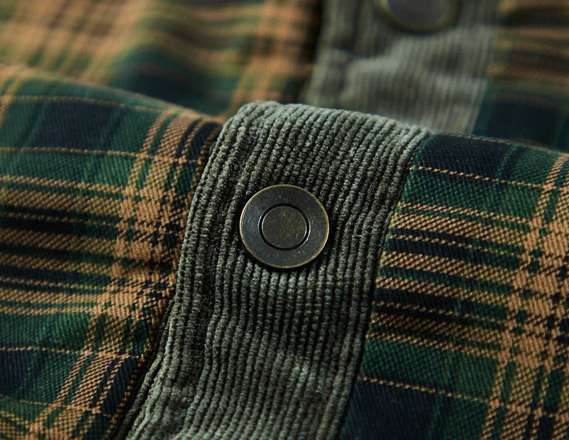 Nathanael | Men's Overshirt Checked Sherpa Lined Warm Cotton Button-Up Shirt Jacket Structured Casual Everyday Layering Autumn Winter