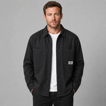 Lorenzo | Men's Overshirt Utility Multi-Pocket Cotton Button-Up Structured Warm Casual Everyday Layering Autumn Winter Versatile