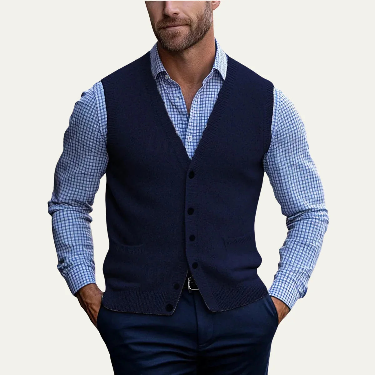 Magnus | Men's Knit Vest Button Front Sleeveless Soft Premium Layering Smart Casual Occasion Everyday Refined Autumn Winter