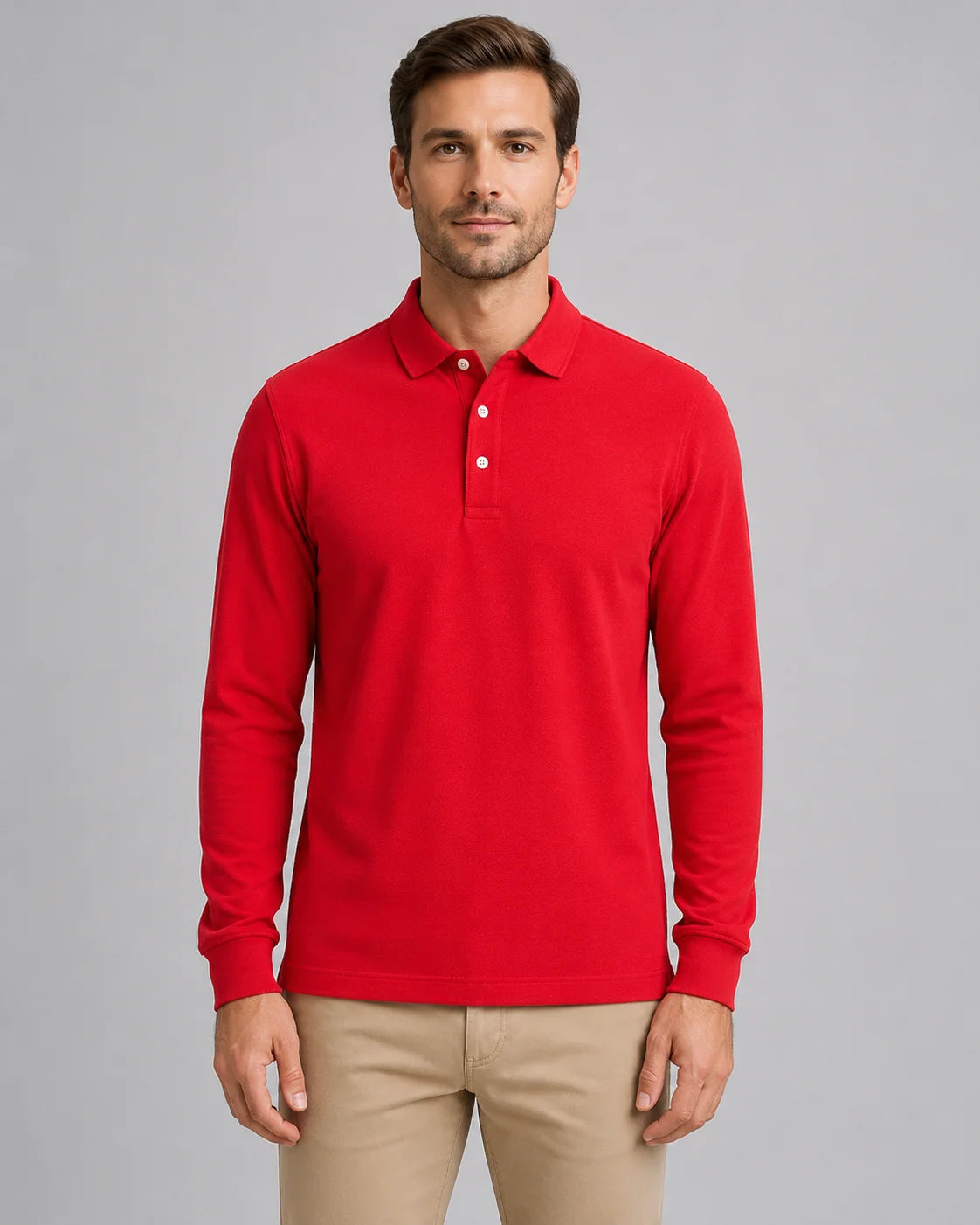 Brent | Men's Polo Shirt Long-Sleeve Jersey Smart Casual Soft Cotton Refined Everyday Layering Autumn Winter Versatile Clean