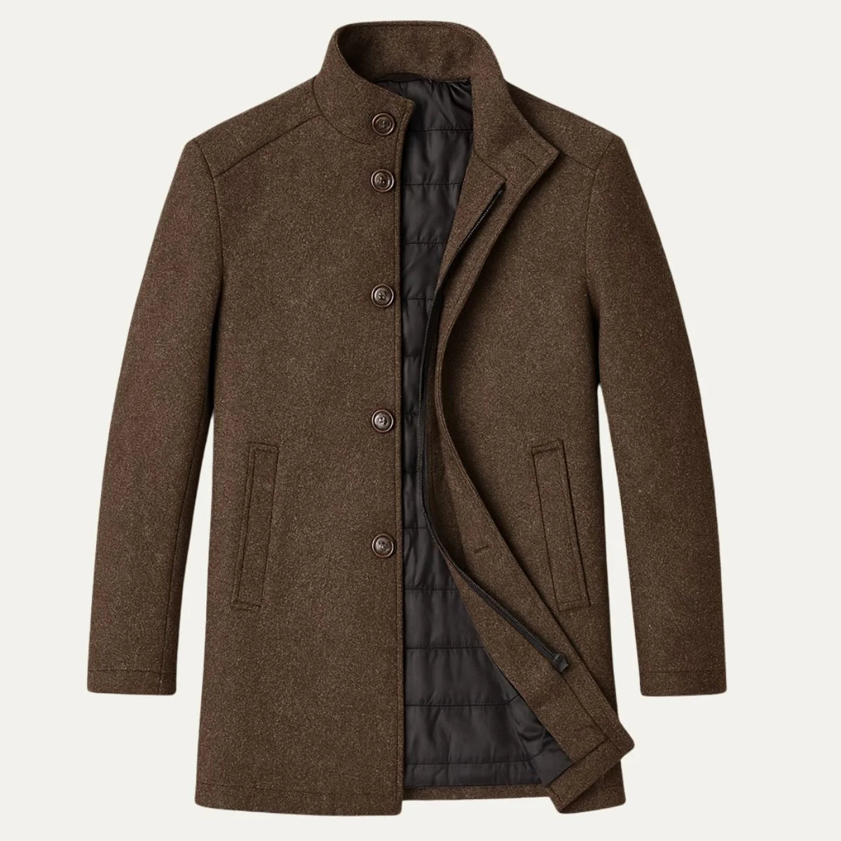 Abram | Men's Wool Coat Overcoat Classic Tailored Structured Longline Warm Premium Smart Formal Business Everyday Autumn Winter