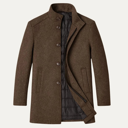 Abram | Men's Wool Coat Overcoat Classic Tailored Structured Longline Warm Premium Smart Formal Business Everyday Autumn Winter