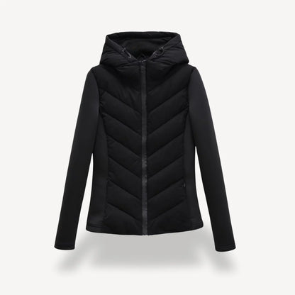 Selena | Women's Jacket Chevron Quilted Hooded Padded Insulated Warm Lightweight Casual Everyday Winter Outerwear Cosy Statement