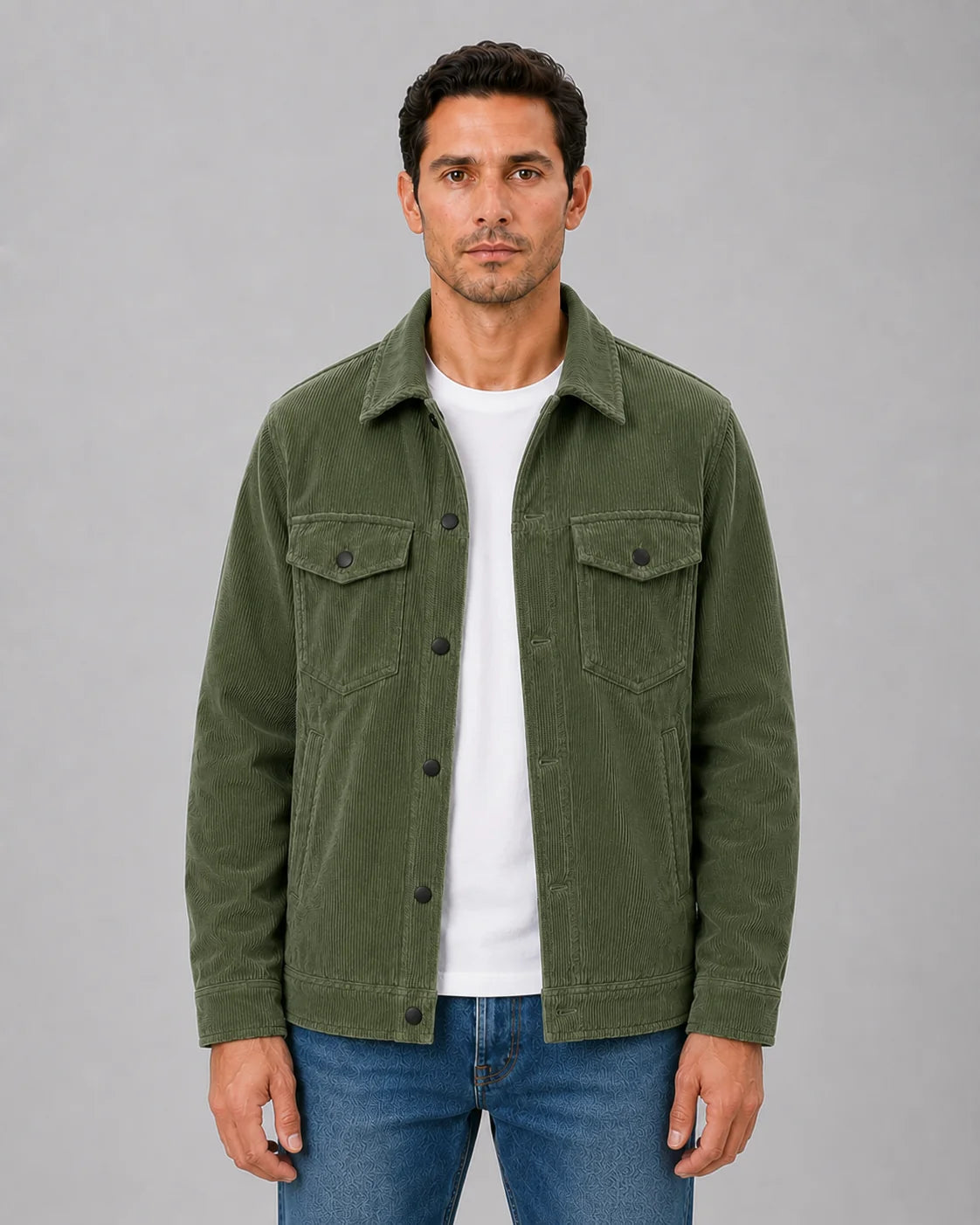Bryant | Men's Overshirt Corduroy Cotton Button-Up Shirt Jacket Textured Warm Refined Smart Casual Everyday Layering Autumn Winter