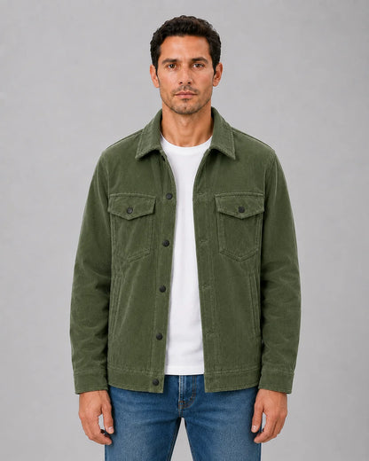 Bryant | Men's Overshirt Corduroy Cotton Button-Up Shirt Jacket Textured Warm Refined Smart Casual Everyday Layering Autumn Winter