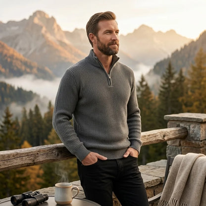 Hamish | Men's Merino Wool Sweater Half-Zip Pullover Premium Soft Warm Durable Smart Casual Everyday Layering Autumn Winter