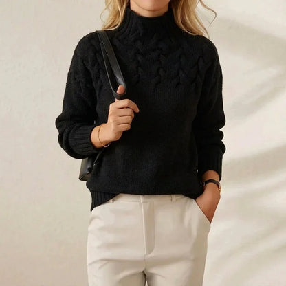 Lana | Women's Sweater Cotton Cable-Knit Chunky Textured Round Neck Soft Cosy Warm Layering Chic Casual Everyday Autumn Winter