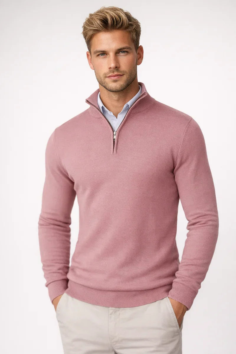 Kelvin | Men's Quarter-Zip Sweater Mock Neck Soft Knit Warm Sleek Smart Casual Everyday Layering Autumn Winter Knitwear Cosy