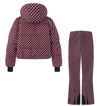 Olive | Women's Co-ord Set Hooded Quilted Ski Two-Piece Insulated Winter Jacket Trousers Warm Technical Outdoor Snow Coordinated