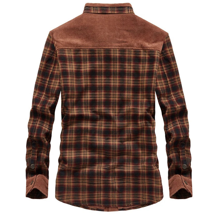 Nathanael | Men's Overshirt Checked Sherpa Lined Warm Cotton Button-Up Shirt Jacket Structured Casual Everyday Layering Autumn Winter