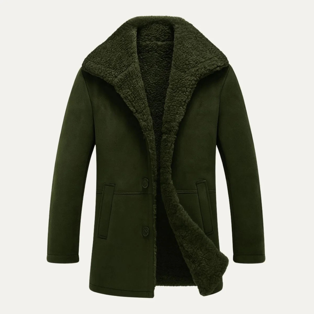 Armando | Men's Overcoat Shearling Classic Winter Warm Structured Longline Tailored Smart Formal Business Everyday Autumn Winter