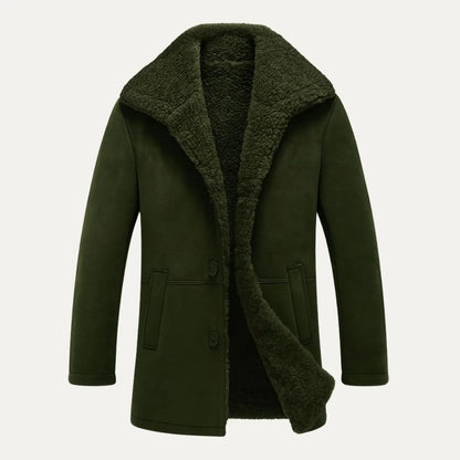 Armando | Men's Overcoat Shearling Classic Winter Warm Structured Longline Tailored Smart Formal Business Everyday Autumn Winter