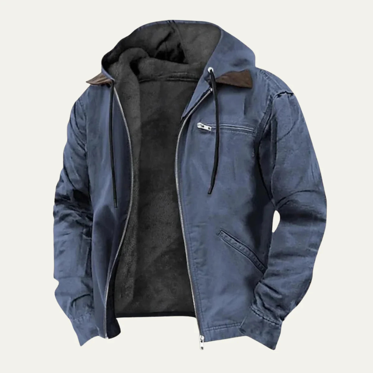 Abraham | Men's Jacket Hooded Fleece-Lined Zip-Up Warm Insulated Durable Adjustable Hood Casual Everyday Layering Autumn Winter