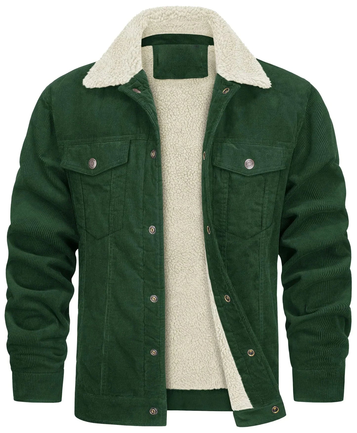 Nasir | Men's Jacket Corduroy Sherpa Collar Lined Warm Insulated Structured Casual Everyday Layering Autumn Winter Outerwear Cosy