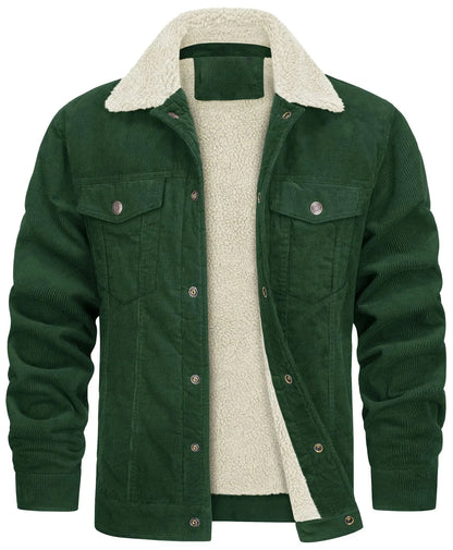 Nasir | Men's Jacket Corduroy Sherpa Collar Lined Warm Insulated Structured Casual Everyday Layering Autumn Winter Outerwear Cosy