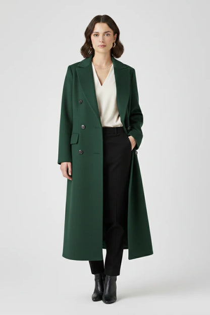 Nayeli | Women's Coat Lapel Collar Button Fastening Long Woven Tailored Structured Warm Smart Occasion Everyday Autumn Winter
