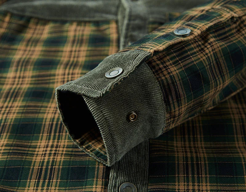 Nathanael | Men's Overshirt Checked Sherpa Lined Warm Cotton Button-Up Shirt Jacket Structured Casual Everyday Layering Autumn Winter