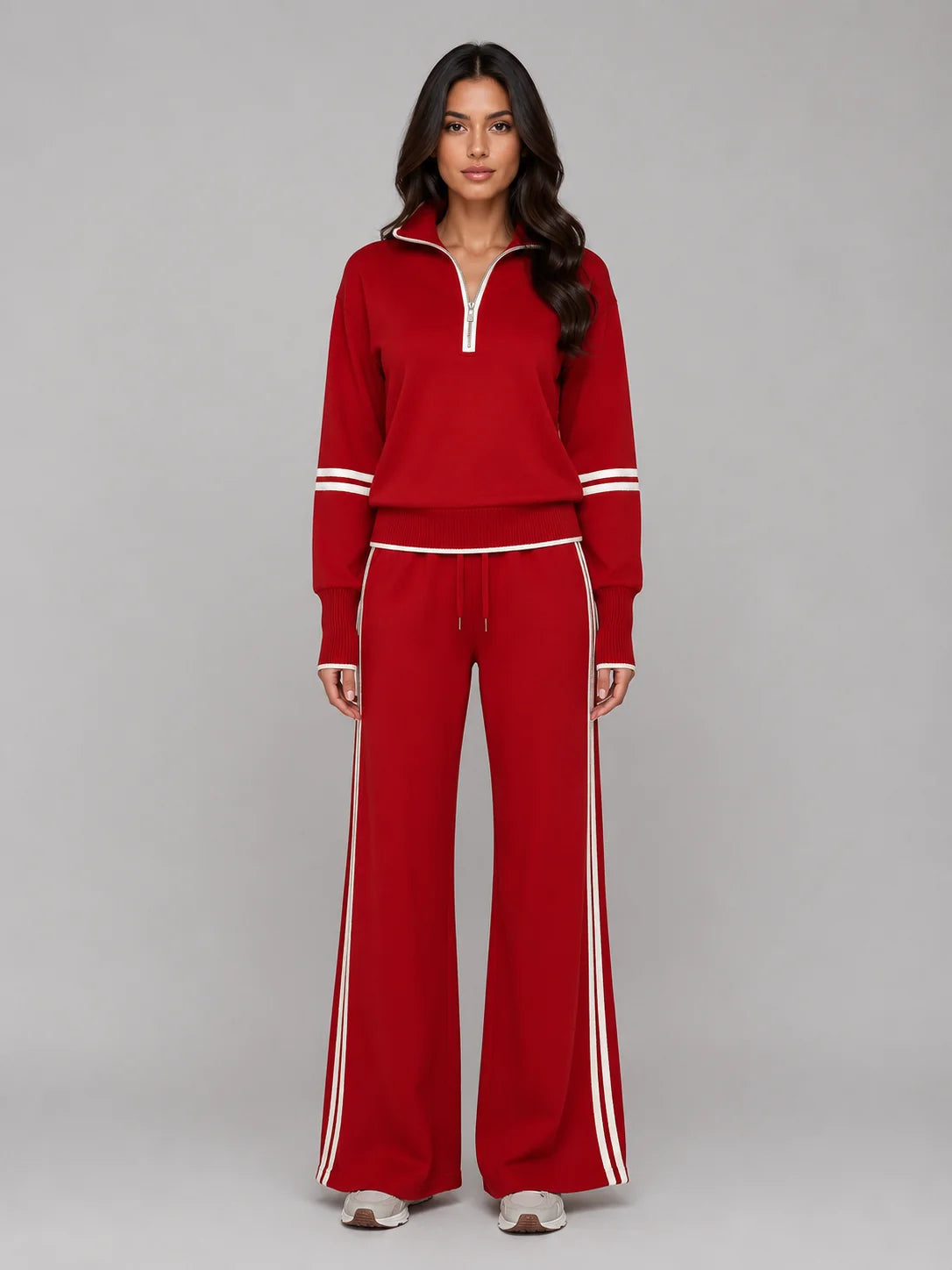 Rosalie | Women's Lounge Set Half-Zip Relaxed Wide-Leg Tracksuit Two-Piece Soft Cosy Warm Coordinated Comfort Loungewear Casual