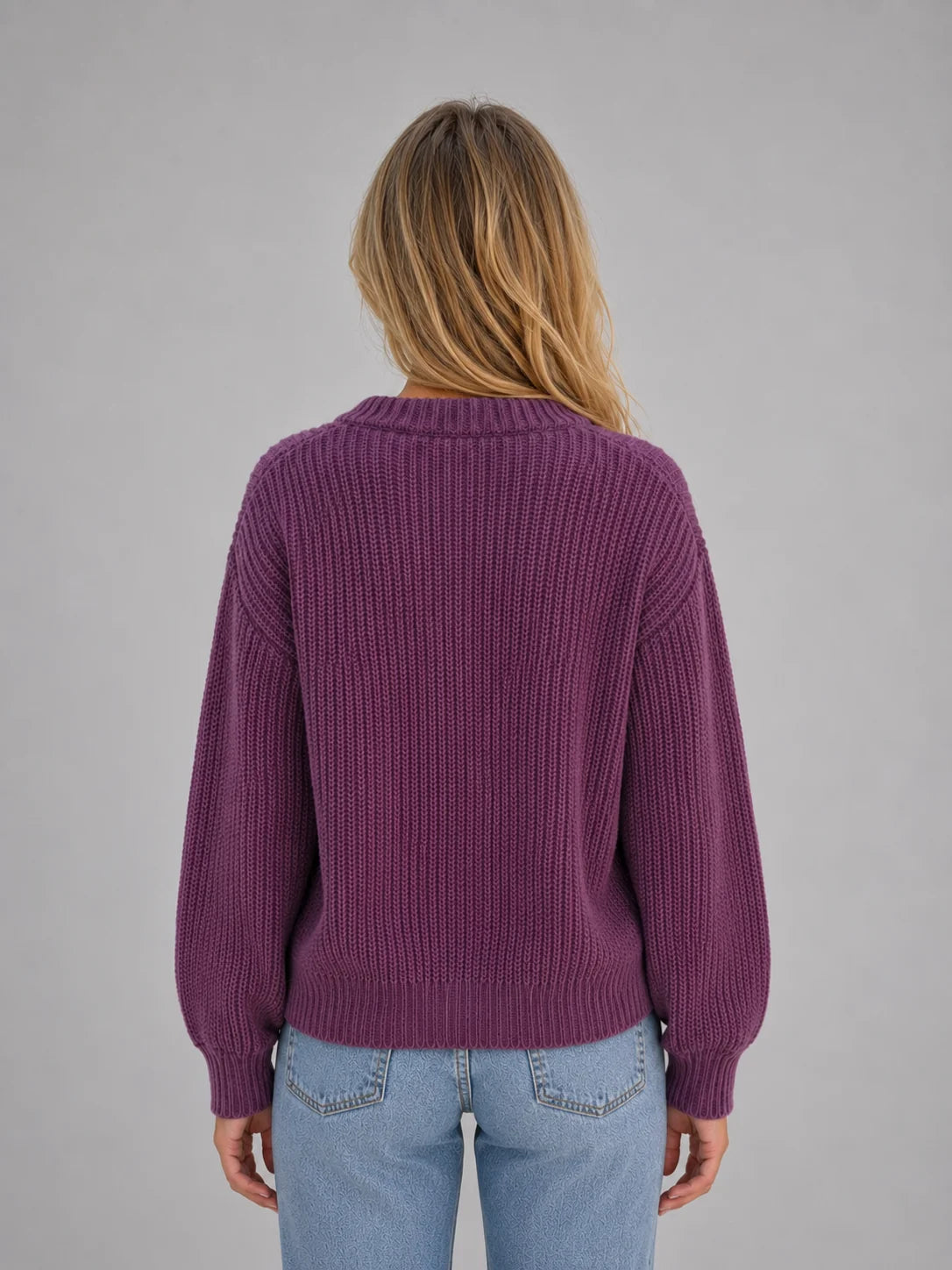 River | Women's Cardigan Chunky Knit Button Front V-Neck Soft Ribbed Cosy Warm Relaxed Layering Chic Feminine Casual Everyday