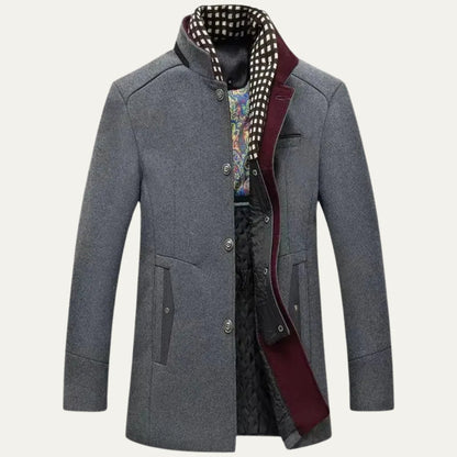 Atlas | Men's Trench Coat Wool Stand Collar Smart Casual Structured Longline Tailored Warm Refined Business Everyday Autumn Winter