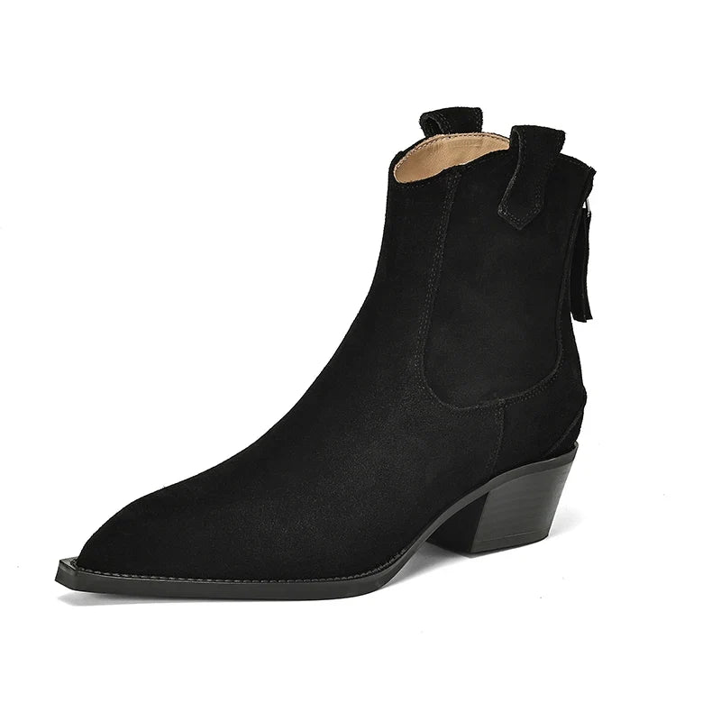Waverly | Women's Ankle Boots Suede-Look Western Structured Pointed Statement Heritage Chic Casual Everyday Autumn Winter Footwear
