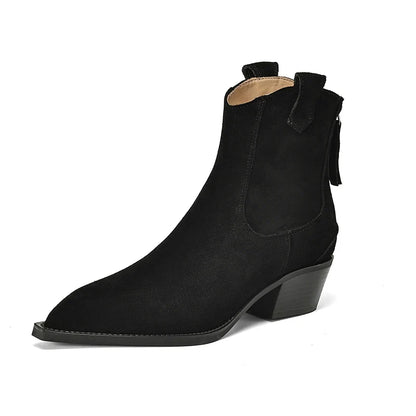Waverly | Women's Ankle Boots Suede-Look Western Structured Pointed Statement Heritage Chic Casual Everyday Autumn Winter Footwear