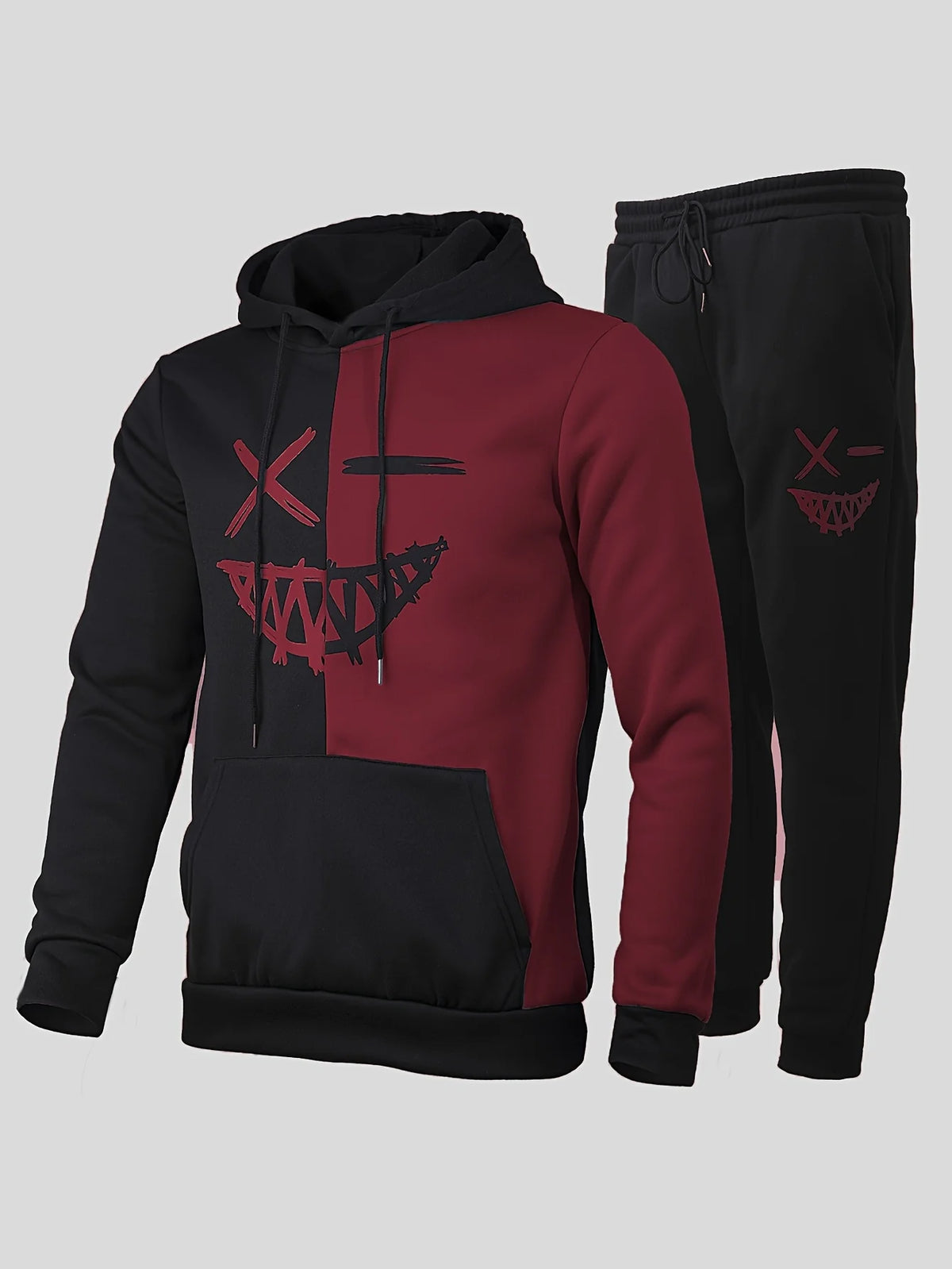 Niko | Men's Co-ord Set Hoodie Joggers Colour-Block Two-Piece Soft Warm Cosy Relaxed Coordinated Casual Everyday Streetwear Autumn